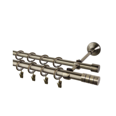 Karnisz podwójny Vito II 240 cm antyczny mosiądz