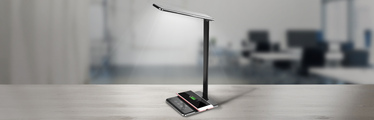 Lampka biurkowa LED NILA wireless z ładowarką indukcyjną czarna Nilsen