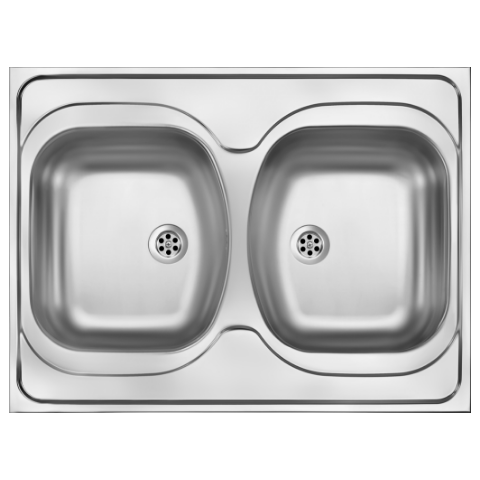Zlewozmywak stalowy 2-komorowy Tango 80 x 60 z syfonem