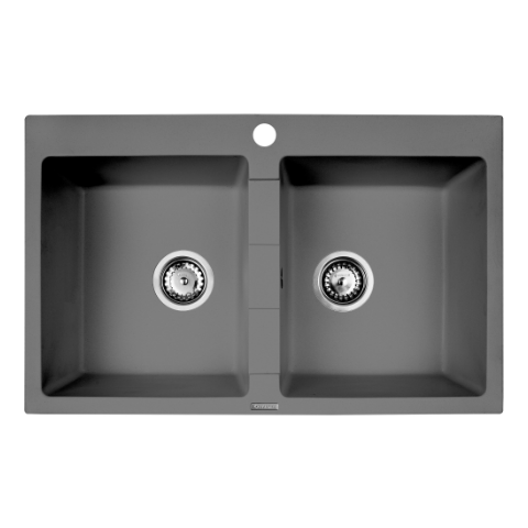 Zlewozmywak granitowy RODOS szary beton 78 x 50 cm