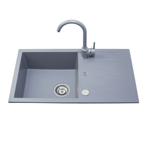 Zlewozmywak granitowy Fox New szary 76 x 44 cm