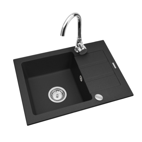 Zlewozmywak granitowy Rodos carbon 62 x 44 cm