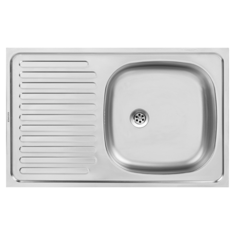 Zlewozmywak 50 nakładany 1-komorowy z ociekaczem 50 x 80 cm stalowy Kuchinox