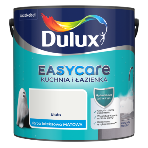 Farba Dulux EasyCare Kuchnia i Łazienka Biała 2,5&nbsp;l