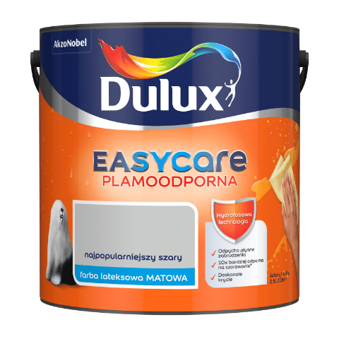 Farba lateksowa Dulux EasyCare Plamoodporna Najpopularniejszy Szary 2,5 l