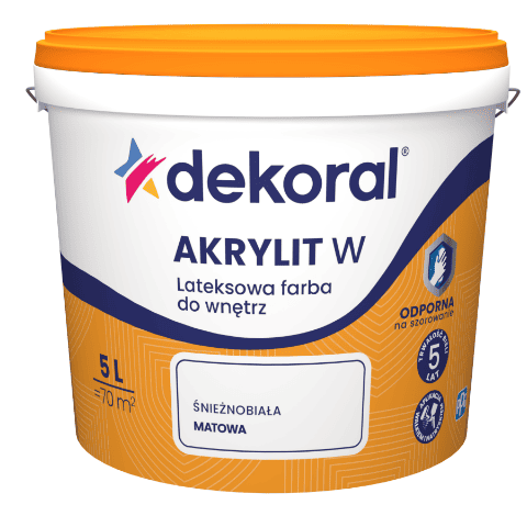 Farba lateksowa do wnętrz AKRYLIT W Śnieżnobiała 5 l Dekoral