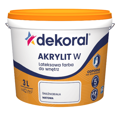 Farba lateksowa do wnętrz AKRYLIT W Śnieżnobiała 3 l Dekoral
