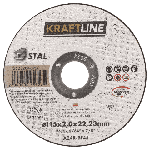 Tarcza do cięcia T41 115 x2 x 22,23 mm Stal KRAFTLINE