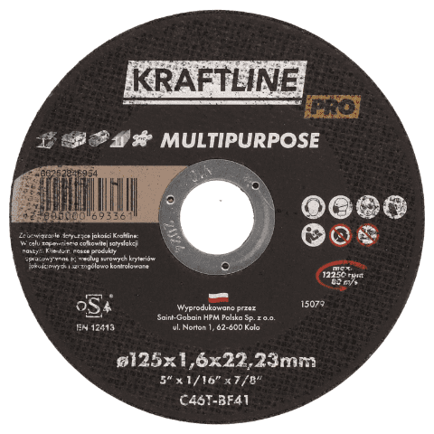 Tarcza do cięcia T41 125 x 1,6 x 22,23 Multipurpose KRAFTLINE PRO