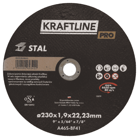 Tarcza do cięcia T41 230 x 1,9 x 22,23 Stal KRAFTLINE PRO