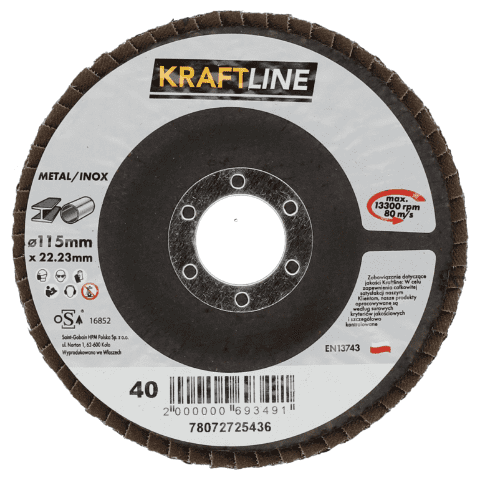 Tarcza ścierna lamelkowa 125 x 22 mm P40 elektrokorund KRAFTLINE