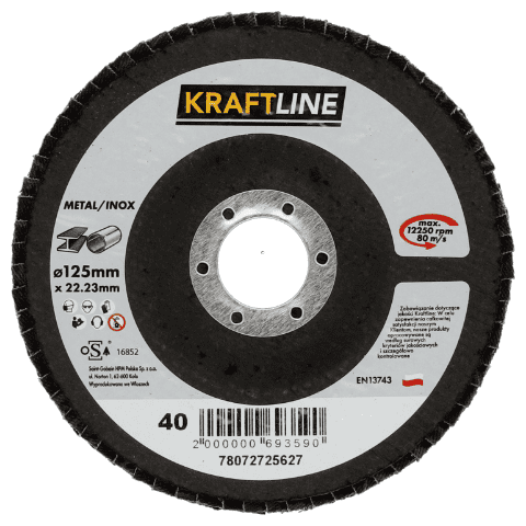 Tarcza ścierna lamelkowa 125 x 22 mm P40 elektrokorund KRAFTLINE