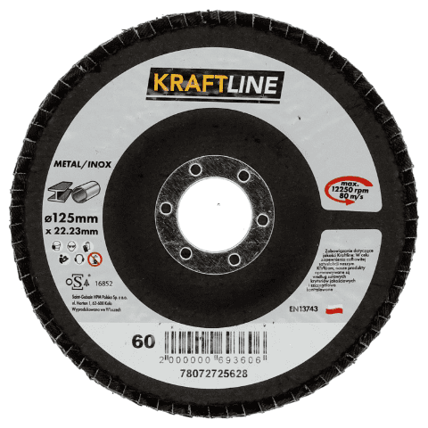 Tarcza ścierna lamelkowa 125 x 22 mm P60 elektrokorund KRAFTLINE