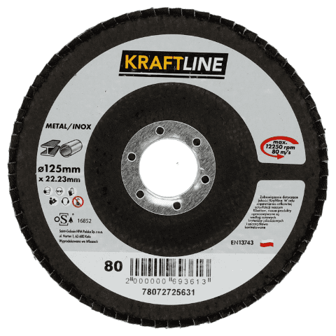 Tarcza ścierna lamelkowa 125 x 22 mm P80 elektrokorund KRAFTLINE