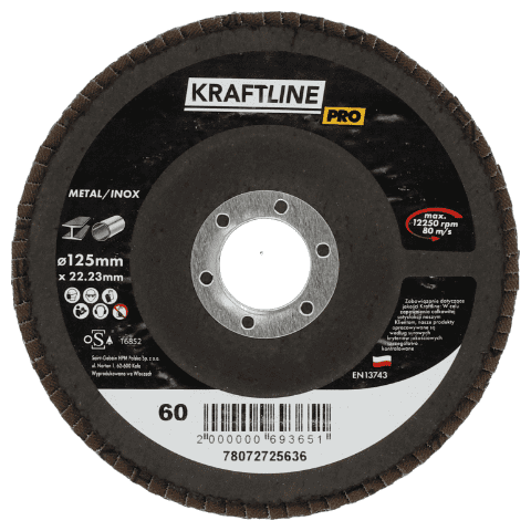 Tarcza ścierna lamelkowa 125x22 mm P60 cyrkon KRAFTLINE PRO