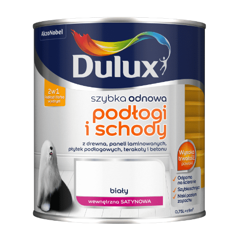Farba akrylowa Dulux Szybka Odnowa Podłogi i Schody 0,75 l – biały