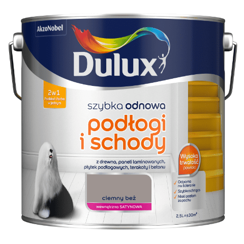 Farba akrylowa Dulux Szybka Odnowa Podłogi i Schody 2,5 l – ciemny beż