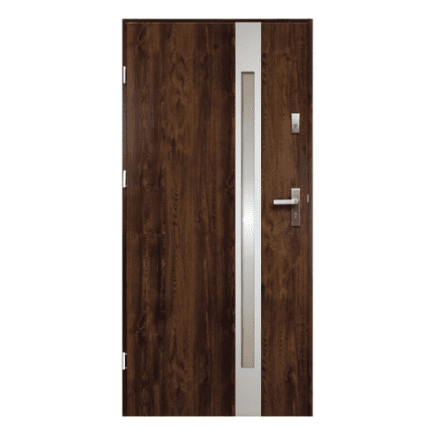 Drzwi zewnętrzne TEMIDAS stopsol inox ciemny orzech 90 lewe RADEX