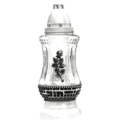 Znicz szklany róża 28 cm biały