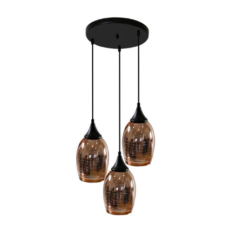 Lampa wisząca talerz MARINA 3x60W E27 miedziany CANDELLUX