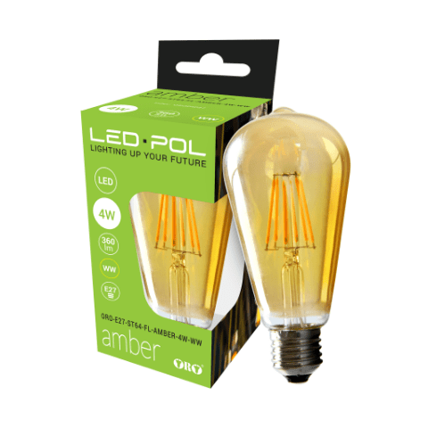 Żarówka Filament LED ORO-E27-ST64-FL-AMBER-4W-WW