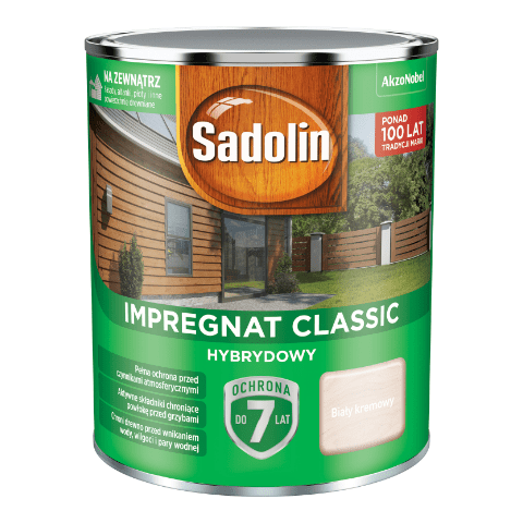 Impregnat CLASSIC HYBRYDOWY Biały Krem 0,75 l Sadolin