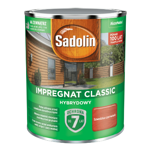 Impregnat CLASSIC HYBRYDOWY Szwedzka Czerwień 0,75 l Sadolin