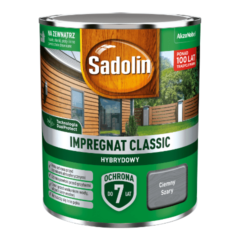 Impregnat CLASSIC HYBRYDOWY Ciemny Szary 0,75 l Sadolin