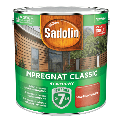 Impregnat CLASSIC HYBRYDOWY Szwedzka Czerwień 2,5 l Sadolin