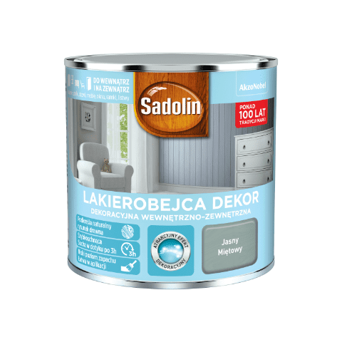 Lakierobejca Dekoracyjna Wewnętrzno-Zewnętrzna Dekor Jasny Miętowy 0,25 l Sadolin