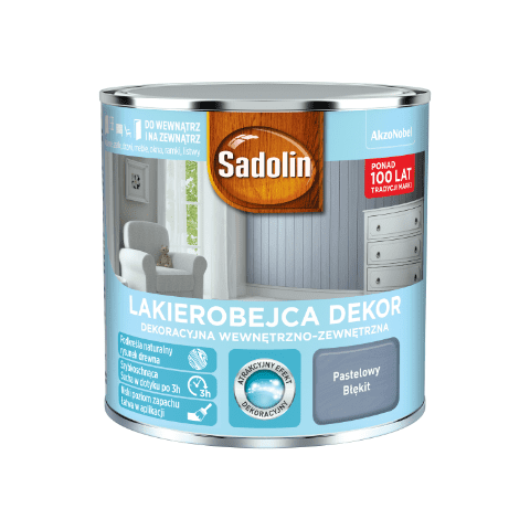 Lakierobejca Dekoracyjna Wewnętrzno-Zewnętrzna Dekor Pastelowy Błękit 0,25 l Sadolin