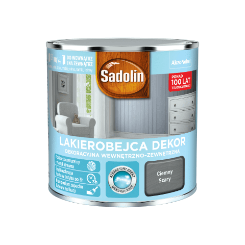 Lakierobejca Dekoracyjna Wewnętrzno-Zewnętrzna Dekor Ciemny Szary 0,25 l Sadolin