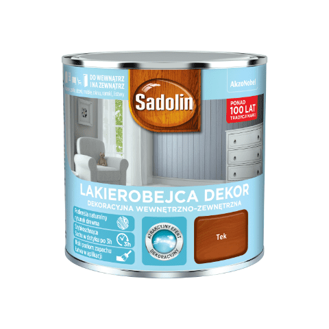 Lakierobejca Dekoracyjna Wewnętrzno-Zewnętrzna Dekor Tek 0,25 l Sadolin