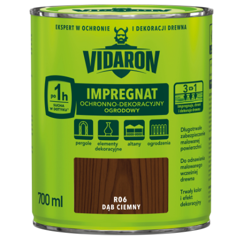 Impregnat Ochronno-Dekoracyjny Ogrodowy R06 Dąb Ciemny 0,7 l VIDARON
