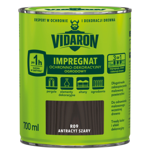 Impregnat Ochronno-Dekoracyjny Ogrodowy R09 antracyt szary 0,7 l VIDARON