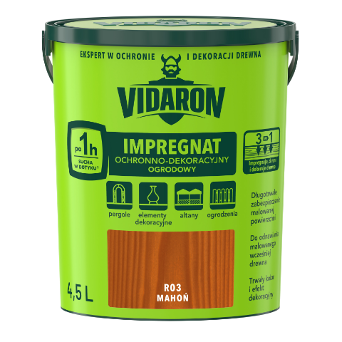 Impregnat Ochronno-Dekoracyjny Ogrodowy R03 Mahoń 4,5 l VIDARON