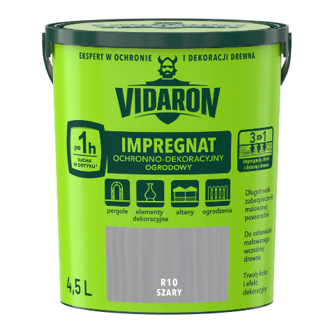 Impregnat Ochronno-Dekoracyjny Ogrodowy R10 szary 4,5 l VIDARON