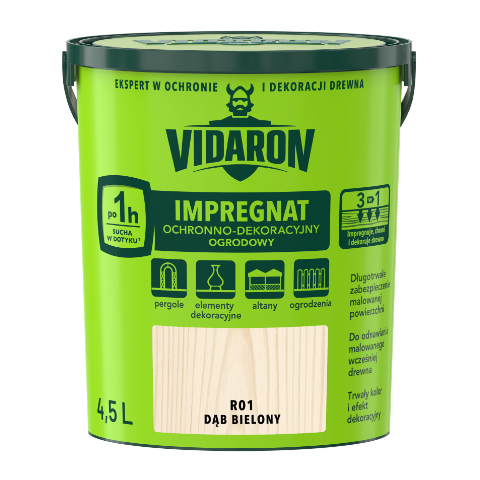 Impregnat Ochronno-Dekoracyjny Ogrodowy R01 Dąb Bielony 4,5 l VIDARON