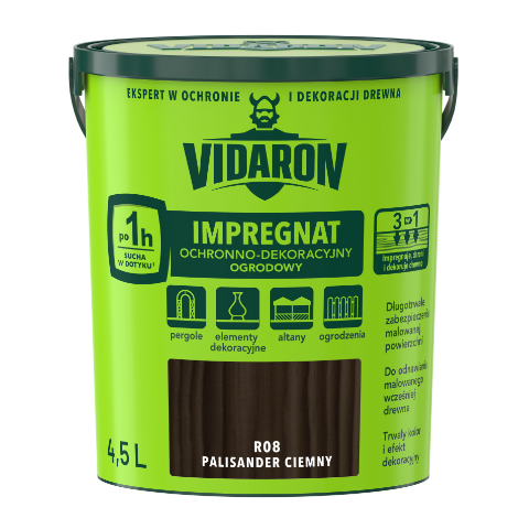 Impregnat Ochronno-Dekoracyjny Ogrodowy R08 Palisander Ciemny 4,5 l VIDARON