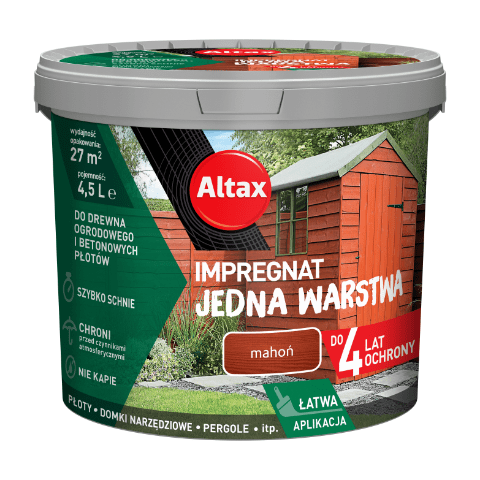 Impregnat do drewna ogrodowego JEDNA WARSTWA 4,5 l Mahoń Altax