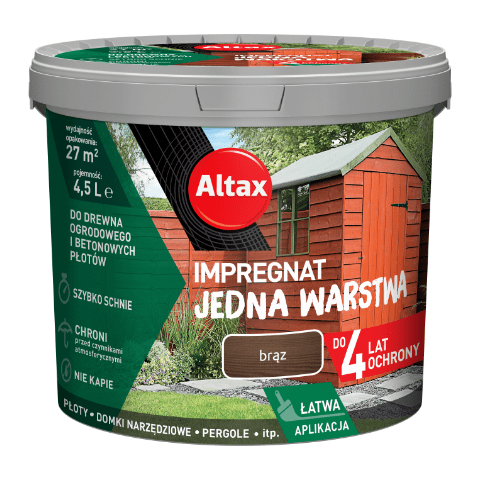 Impregnat do drewna ogrodowego JEDNA WARSTWA 4,5 l Brąz Altax