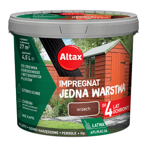 Impregnat do drewna ogrodowego JEDNA WARSTWA 4,5 l Orzech Altax