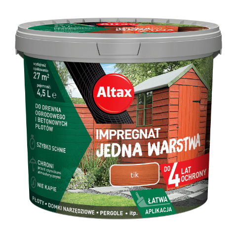 Impregnat do drewna ogrodowego JEDNA WARSTWA 4,5 l Tik Altax