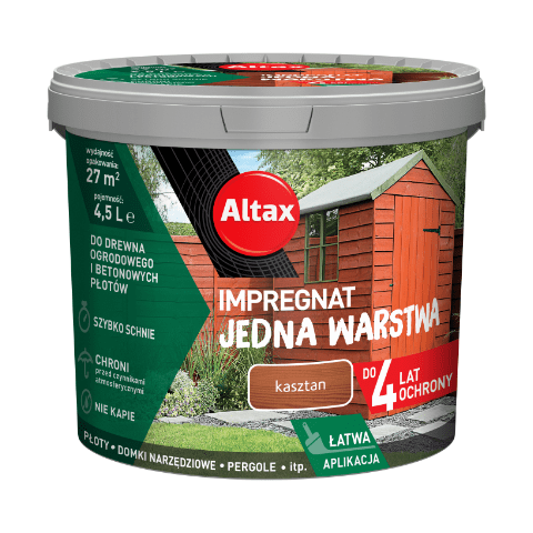 Impregnat do drewna ogrodowego JEDNA WARSTWA 4,5 l Kasztan Altax