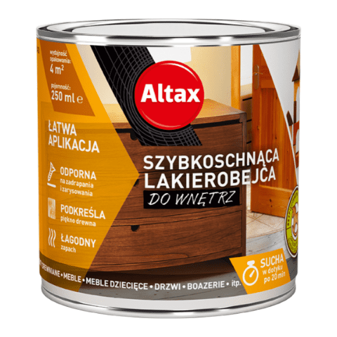 Lakierobejca szybkoschnąca do wnętrz 250 ml mahoń Altax