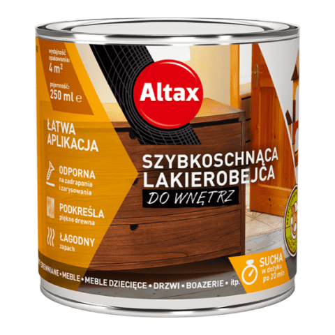 Lakierobejca szybkoschnąca do wnętrz 250 ml tik Altax