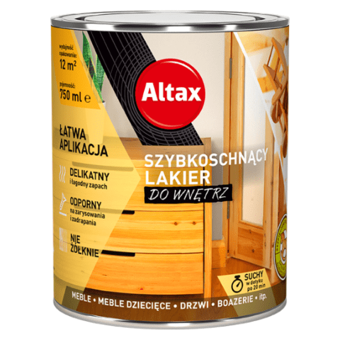Lakier szybkoschnący do wnętrz 750 ml bezbarwny połysk Altax