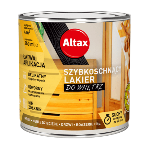 Lakier szybkoschnący do wnętrz 250 ml bezbarwny półmat Altax