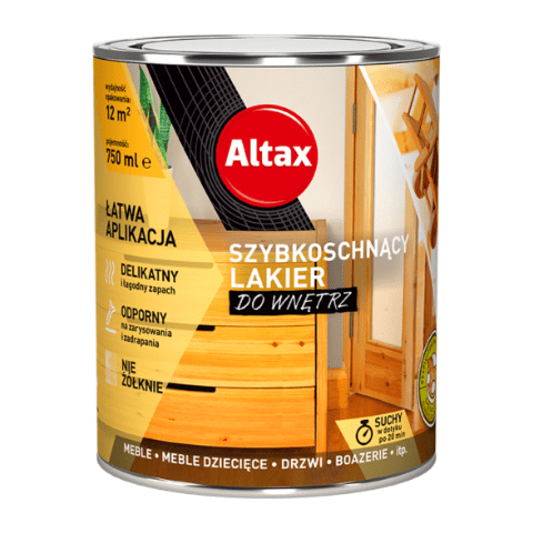 Lakier szybkoschnący do wnętrz 750 ml bezbarwny półmat Altax