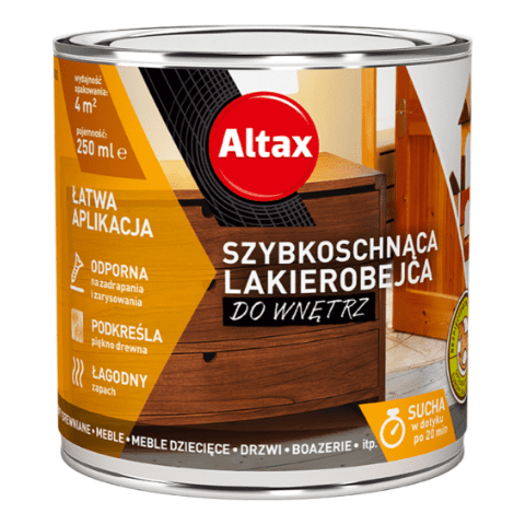 Lakierobejca szybkoschnąca do wnętrz 250 ml palisander Altax